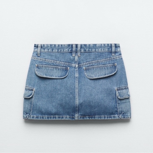 Zara Blue Denim Cargo mini skirt Size Medium - Picture 9 of 11